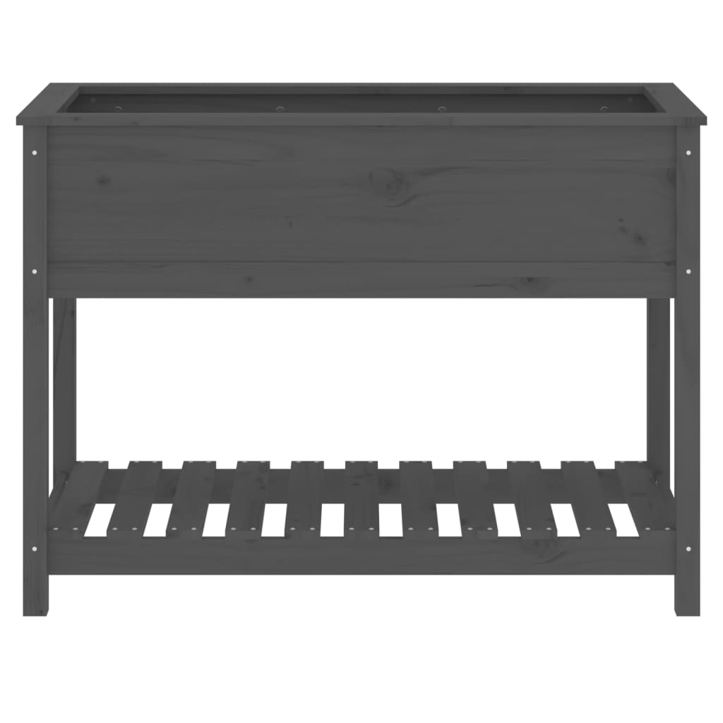 vidaXL Jardinière avec étagère Gris 111,5x54x81 cm Bois de pin massif