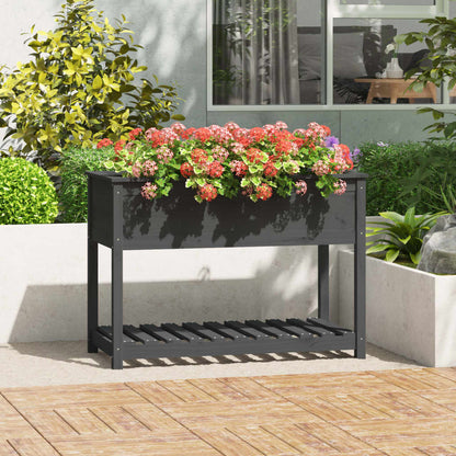 vidaXL Jardinière avec étagère Gris 111,5x54x81 cm Bois de pin massif