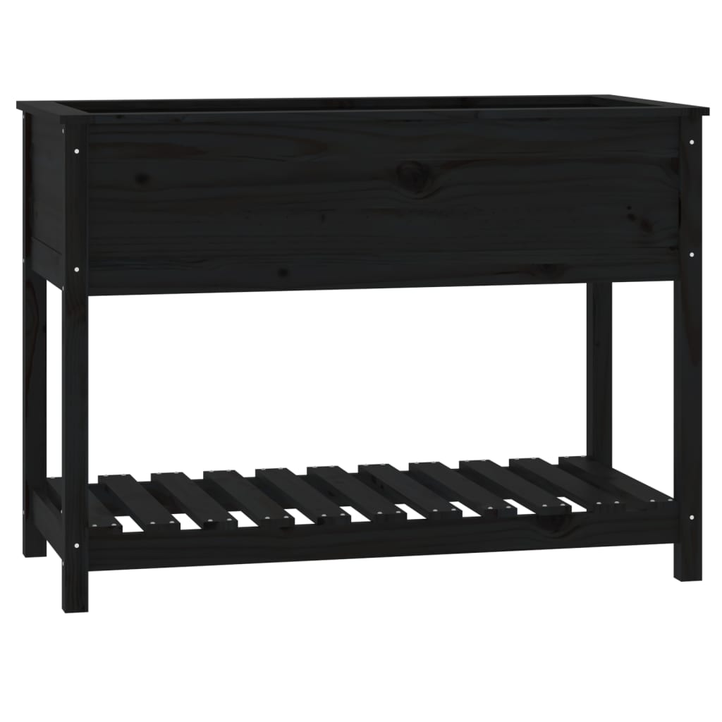 vidaXL Jardinière avec étagère Noir 111,5x54x81 cm Pin massif