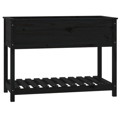 vidaXL Jardinière avec étagère Noir 111,5x54x81 cm Pin massif