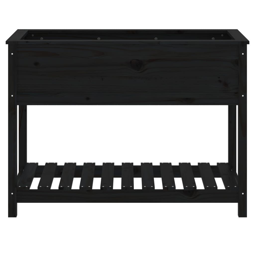 vidaXL Jardinière avec étagère Noir 111,5x54x81 cm Pin massif