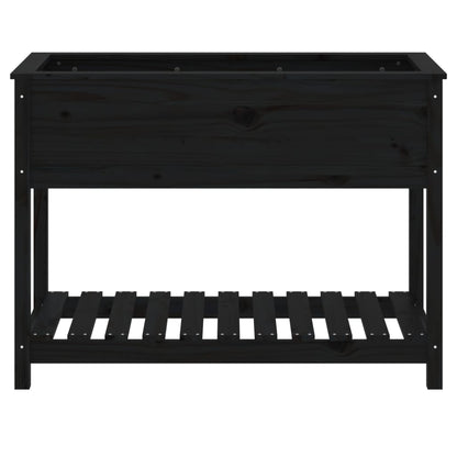 vidaXL Jardinière avec étagère Noir 111,5x54x81 cm Pin massif