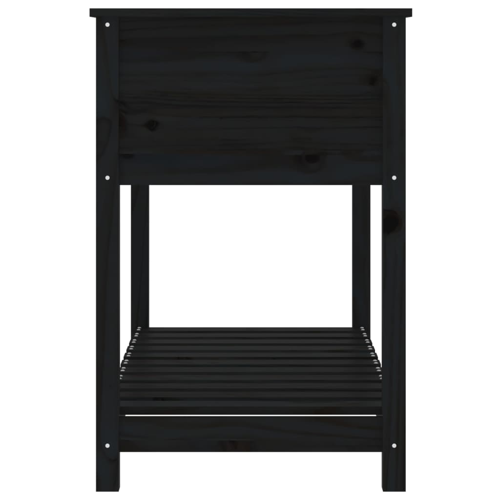 vidaXL Jardinière avec étagère Noir 111,5x54x81 cm Pin massif