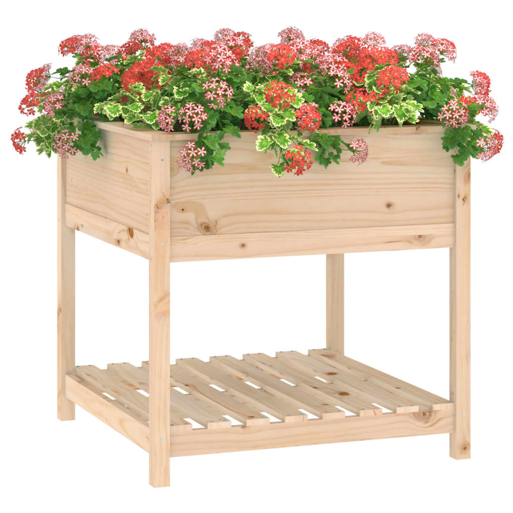 vidaXL Jardinière avec étagère 82,5x82,5x81 cm Bois de pin massif