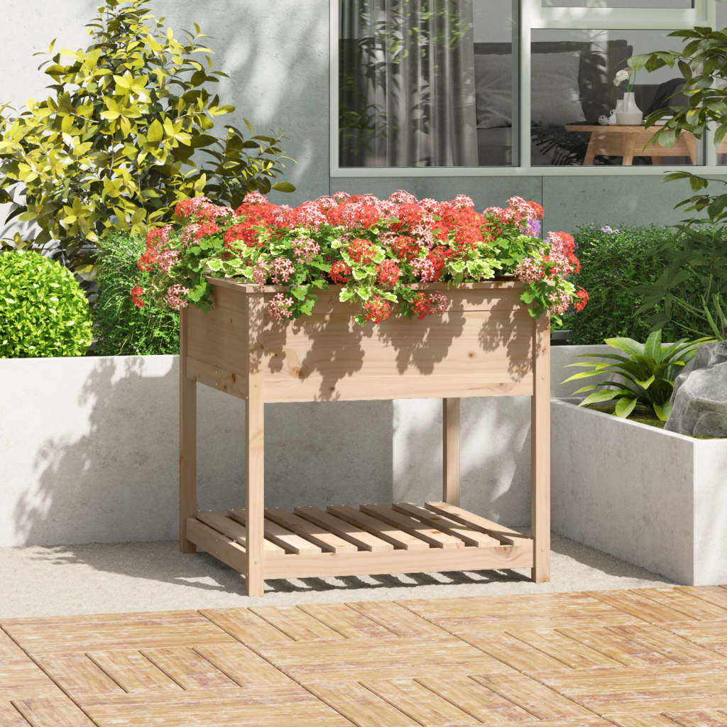 vidaXL Jardinière avec étagère 82,5x82,5x81 cm Bois de pin massif
