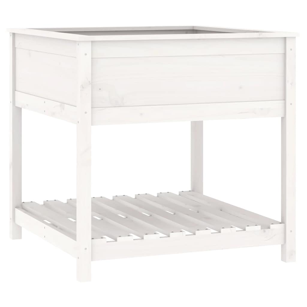 vidaXL Jardinière avec étagère Blanc 82,5x82,5x81 cm Bois de pin massif