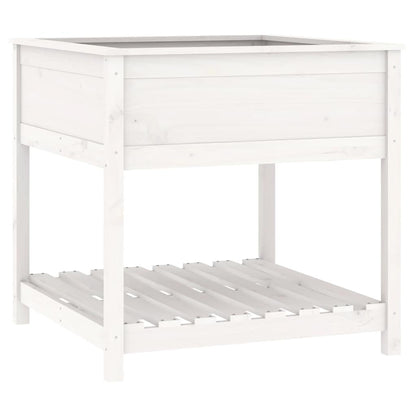vidaXL Jardinière avec étagère Blanc 82,5x82,5x81 cm Bois de pin massif