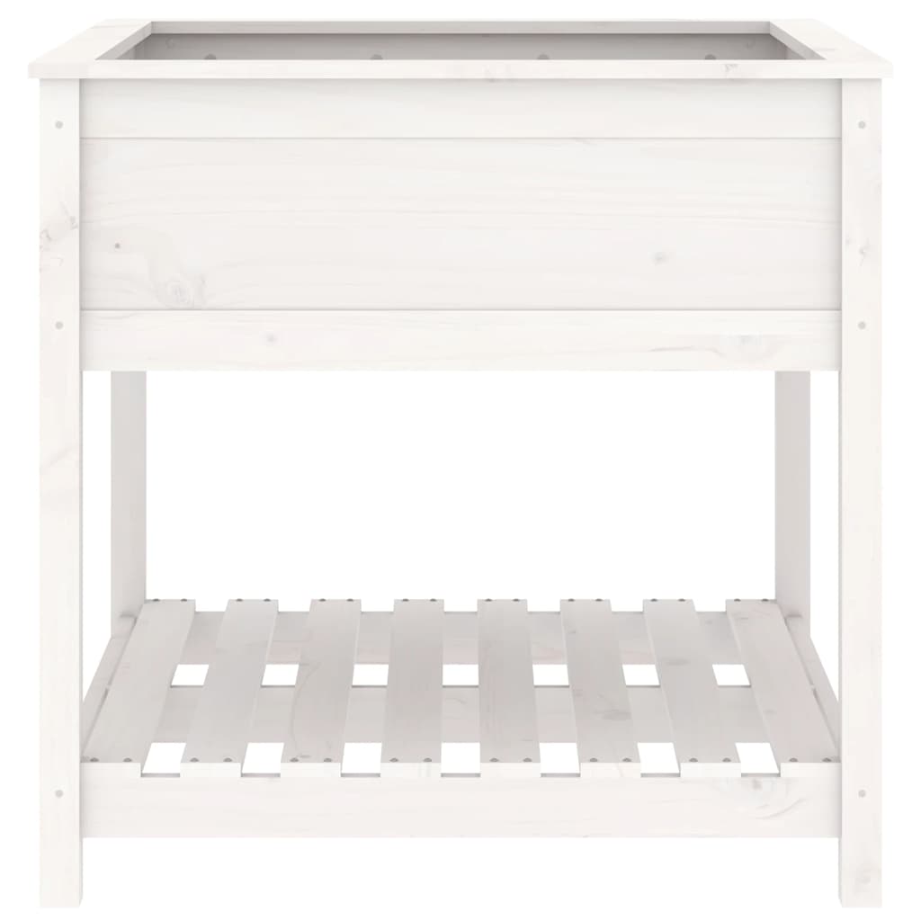 vidaXL Jardinière avec étagère Blanc 82,5x82,5x81 cm Bois de pin massif