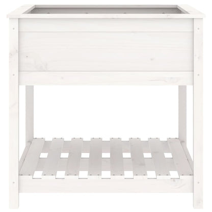 vidaXL Jardinière avec étagère Blanc 82,5x82,5x81 cm Bois de pin massif