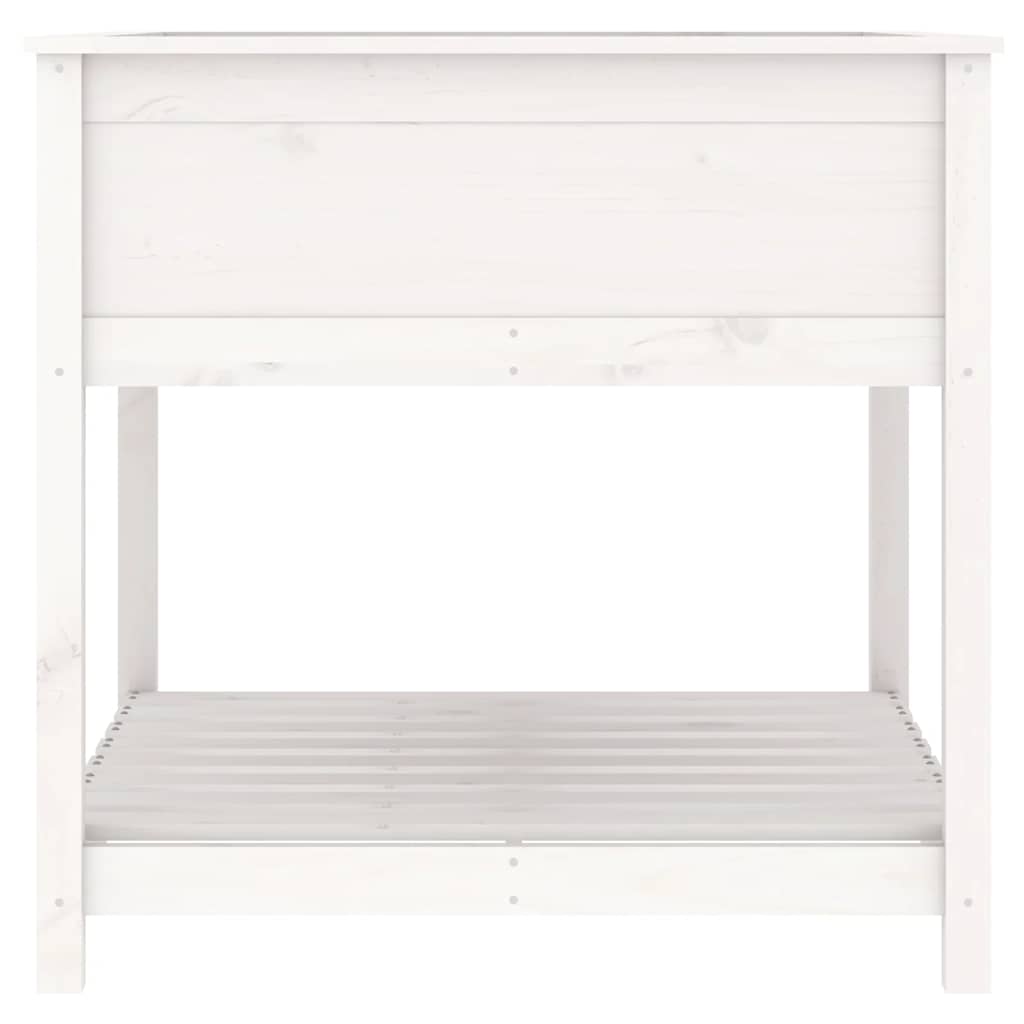 vidaXL Jardinière avec étagère Blanc 82,5x82,5x81 cm Bois de pin massif