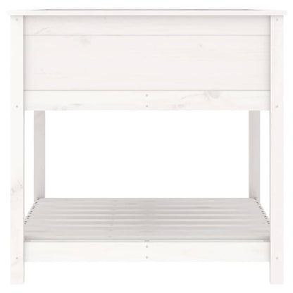 vidaXL Jardinière avec étagère Blanc 82,5x82,5x81 cm Bois de pin massif