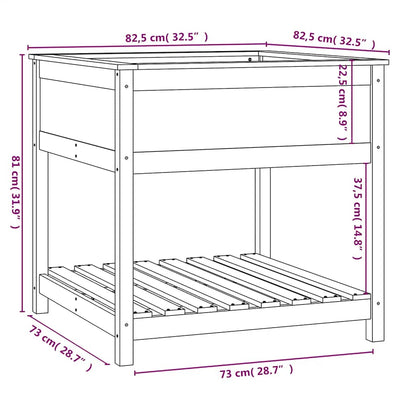 vidaXL Jardinière avec étagère Blanc 82,5x82,5x81 cm Bois de pin massif