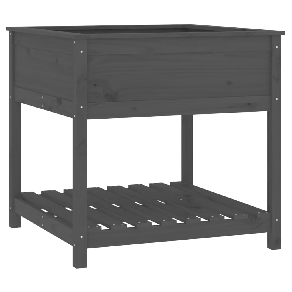 vidaXL Jardinière avec étagère Gris 82,5x82,5x81 cm Pin massif