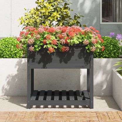 vidaXL Jardinière avec étagère Gris 82,5x82,5x81 cm Pin massif