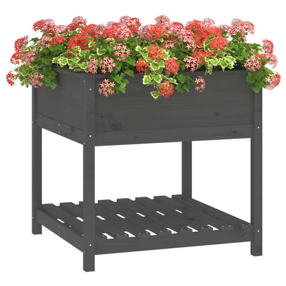 vidaXL Jardinière avec étagère Gris 82,5x82,5x81 cm Pin massif