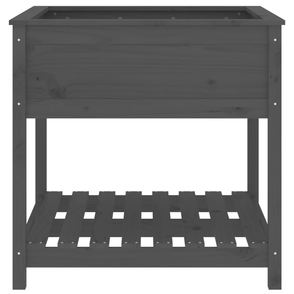 vidaXL Jardinière avec étagère Gris 82,5x82,5x81 cm Pin massif
