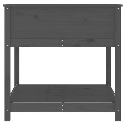vidaXL Jardinière avec étagère Gris 82,5x82,5x81 cm Pin massif
