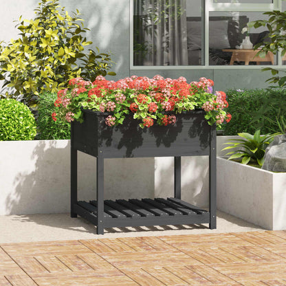 vidaXL Jardinière avec étagère Gris 82,5x82,5x81 cm Pin massif
