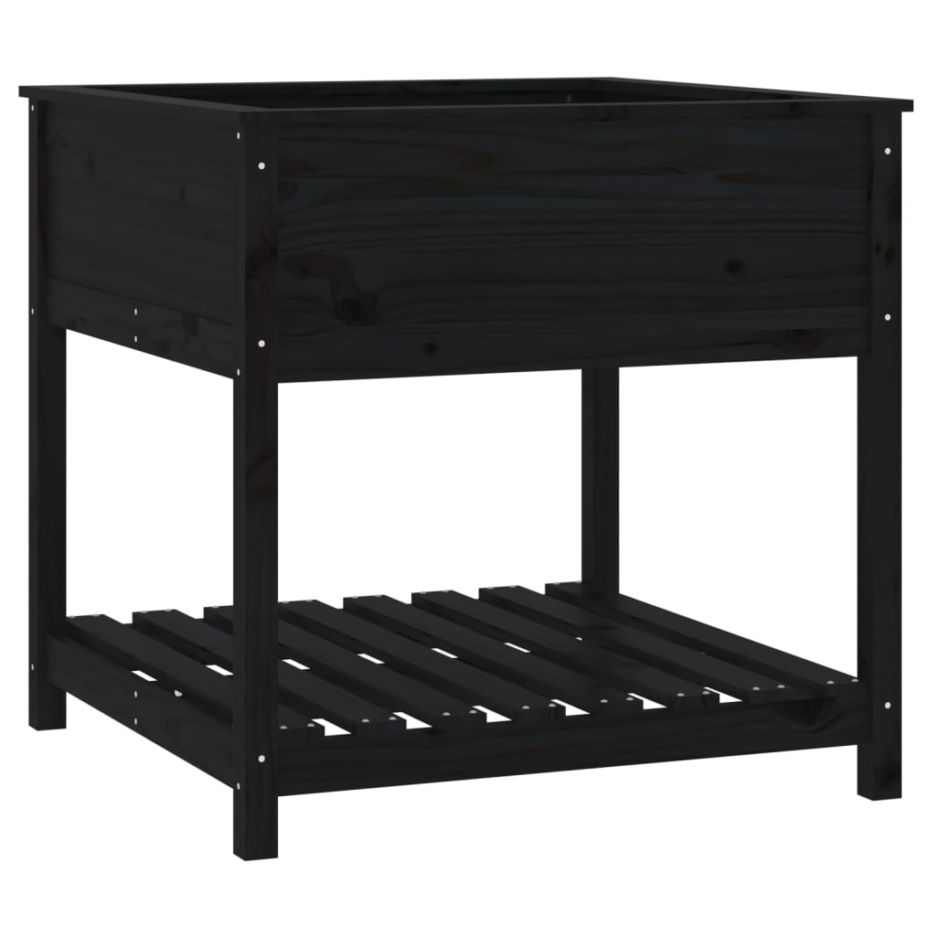 vidaXL Jardinière avec étagère Noir 82,5x82,5x81cm Bois de pin massif