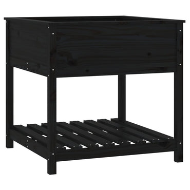 vidaXL Jardinière avec étagère Noir 82,5x82,5x81cm Bois de pin massif
