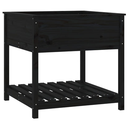 vidaXL Jardinière avec étagère Noir 82,5x82,5x81cm Bois de pin massif