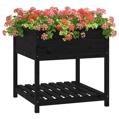 vidaXL Jardinière avec étagère Noir 82,5x82,5x81cm Bois de pin massif