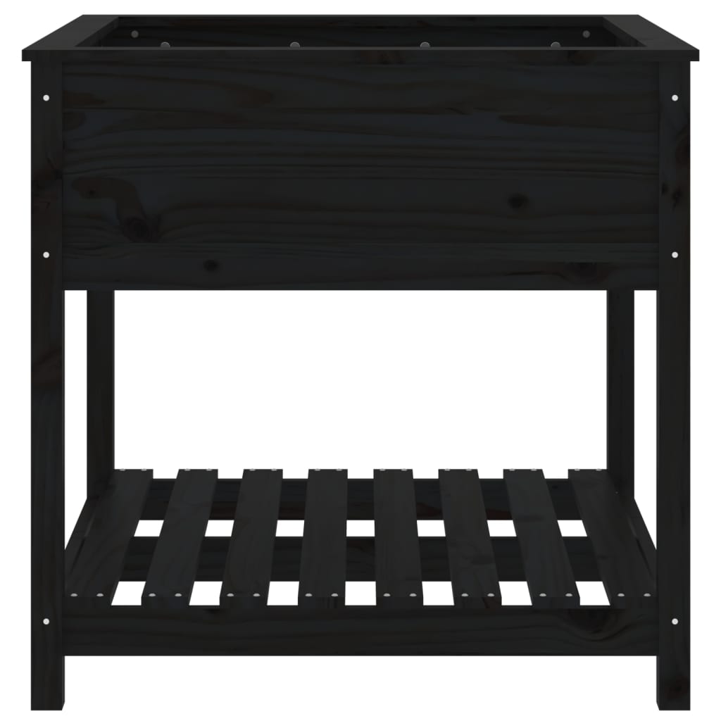 vidaXL Jardinière avec étagère Noir 82,5x82,5x81cm Bois de pin massif