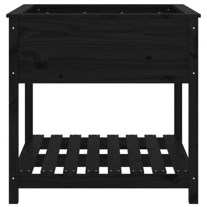 vidaXL Jardinière avec étagère Noir 82,5x82,5x81cm Bois de pin massif