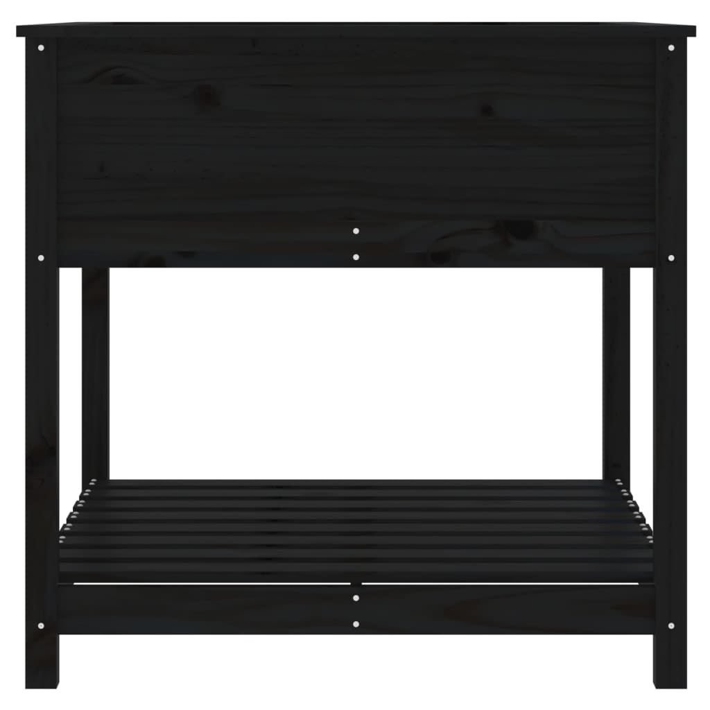 vidaXL Jardinière avec étagère Noir 82,5x82,5x81cm Bois de pin massif