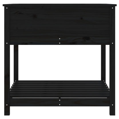 vidaXL Jardinière avec étagère Noir 82,5x82,5x81cm Bois de pin massif