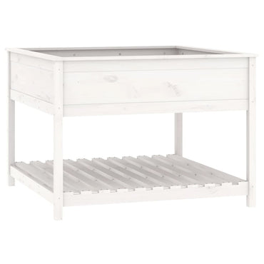 vidaXL Jardinière avec étagère Blanc 111,5x111,5x81 cm Bois de pin massif