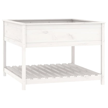 vidaXL Jardinière avec étagère Blanc 111,5x111,5x81 cm Bois de pin massif
