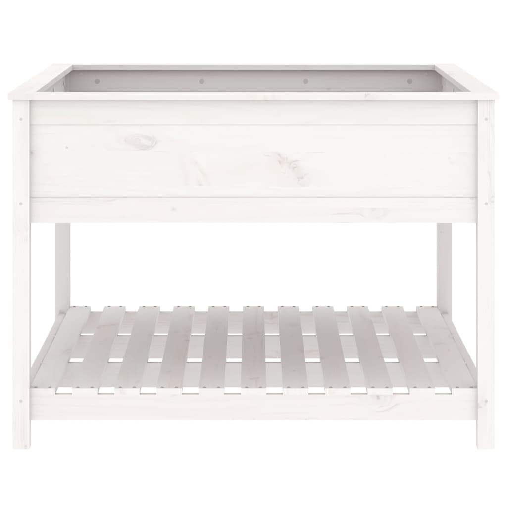 vidaXL Jardinière avec étagère Blanc 111,5x111,5x81 cm Bois de pin massif