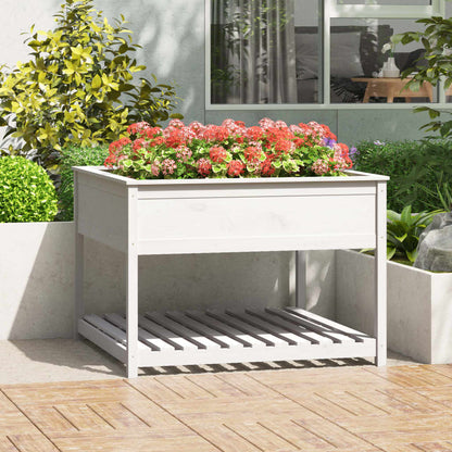 vidaXL Jardinière avec étagère Blanc 111,5x111,5x81 cm Bois de pin massif