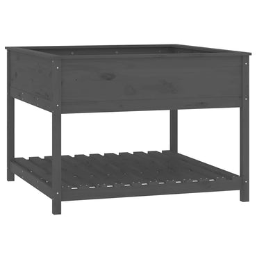 vidaXL Jardinière avec étagère Gris 111,5x111,5x81 cm Bois de pin massif