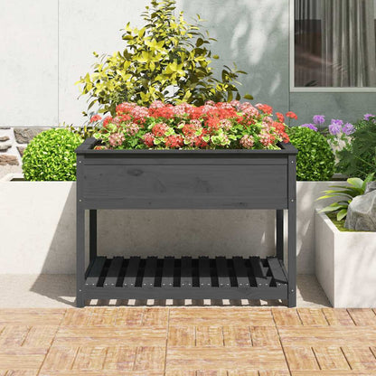 vidaXL Jardinière avec étagère Gris 111,5x111,5x81 cm Bois de pin massif
