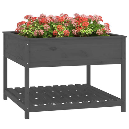vidaXL Jardinière avec étagère Gris 111,5x111,5x81 cm Bois de pin massif