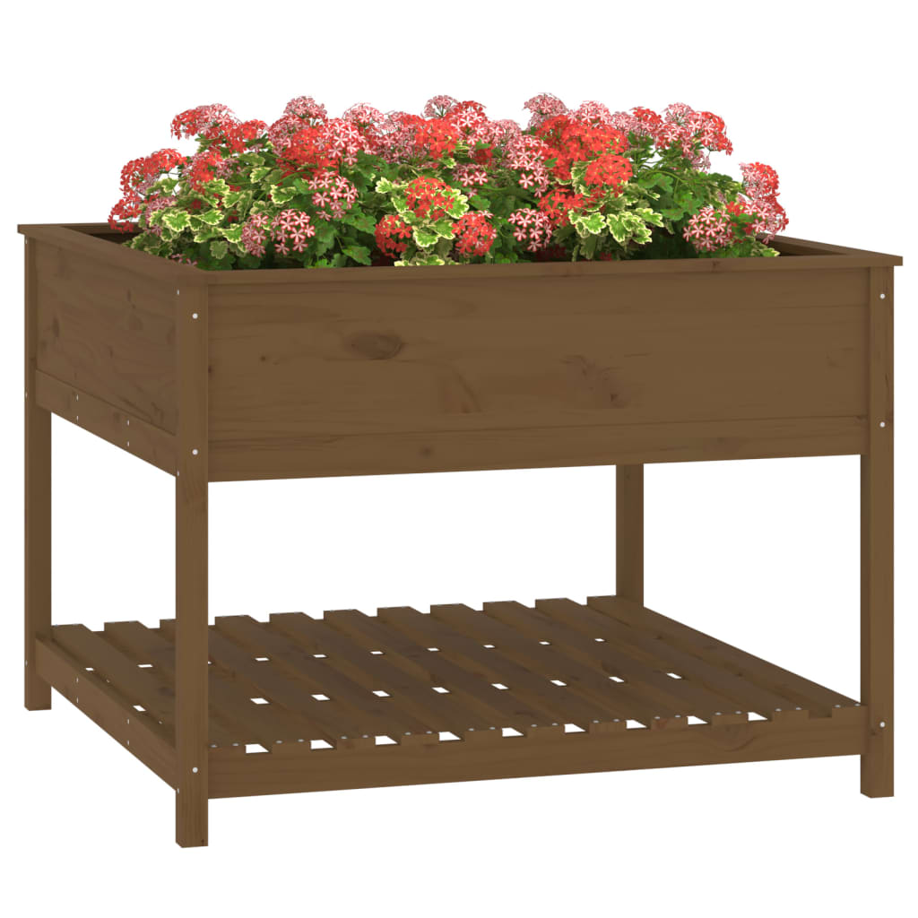 vidaXL Jardinière avec étagère Marron miel 111,5x111,5x81 cm Bois de pin