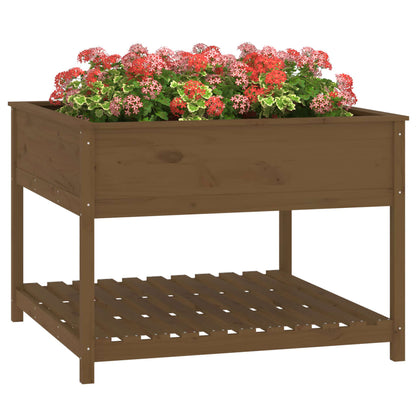 vidaXL Jardinière avec étagère Marron miel 111,5x111,5x81 cm Bois de pin