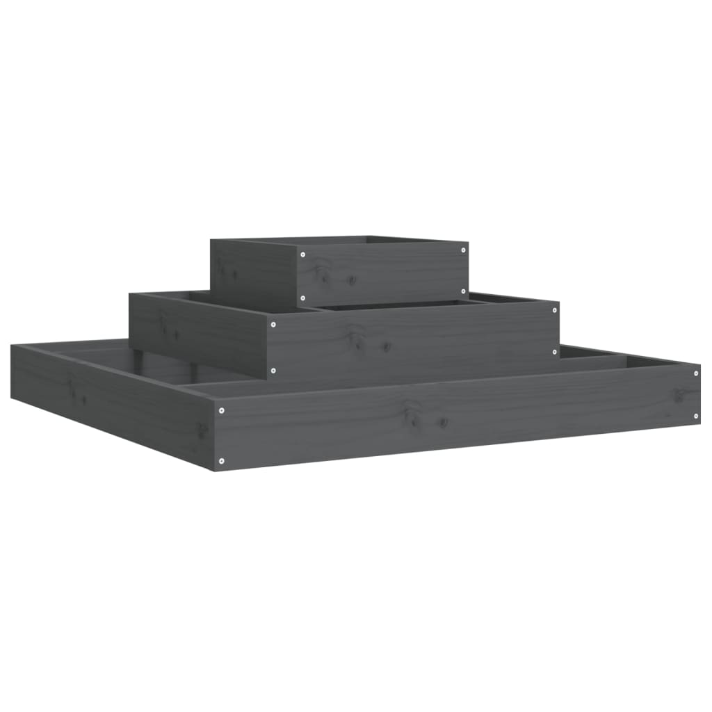 vidaXL Jardinière gris 80x80x27 cm Bois de pin massif