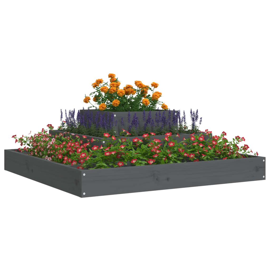 vidaXL Jardinière gris 80x80x27 cm Bois de pin massif