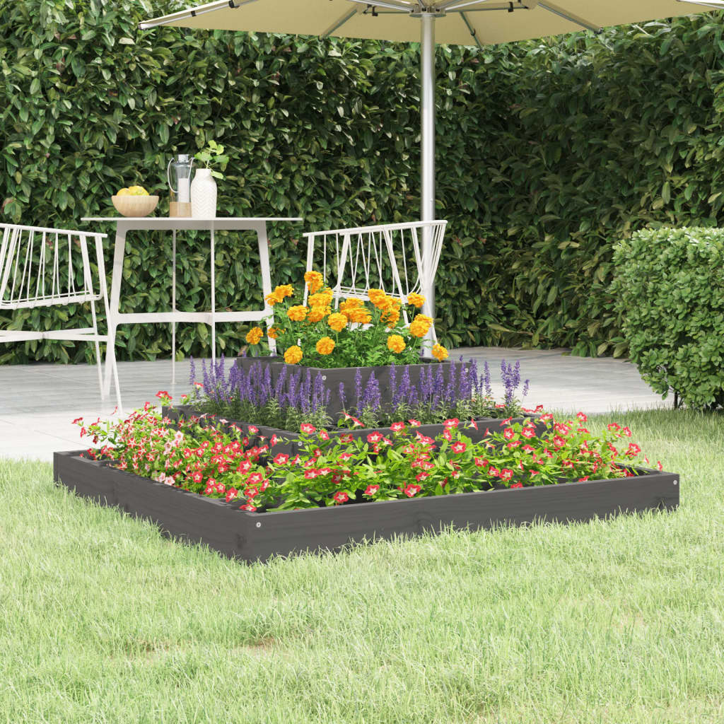 vidaXL Jardinière gris 80x80x27 cm Bois de pin massif