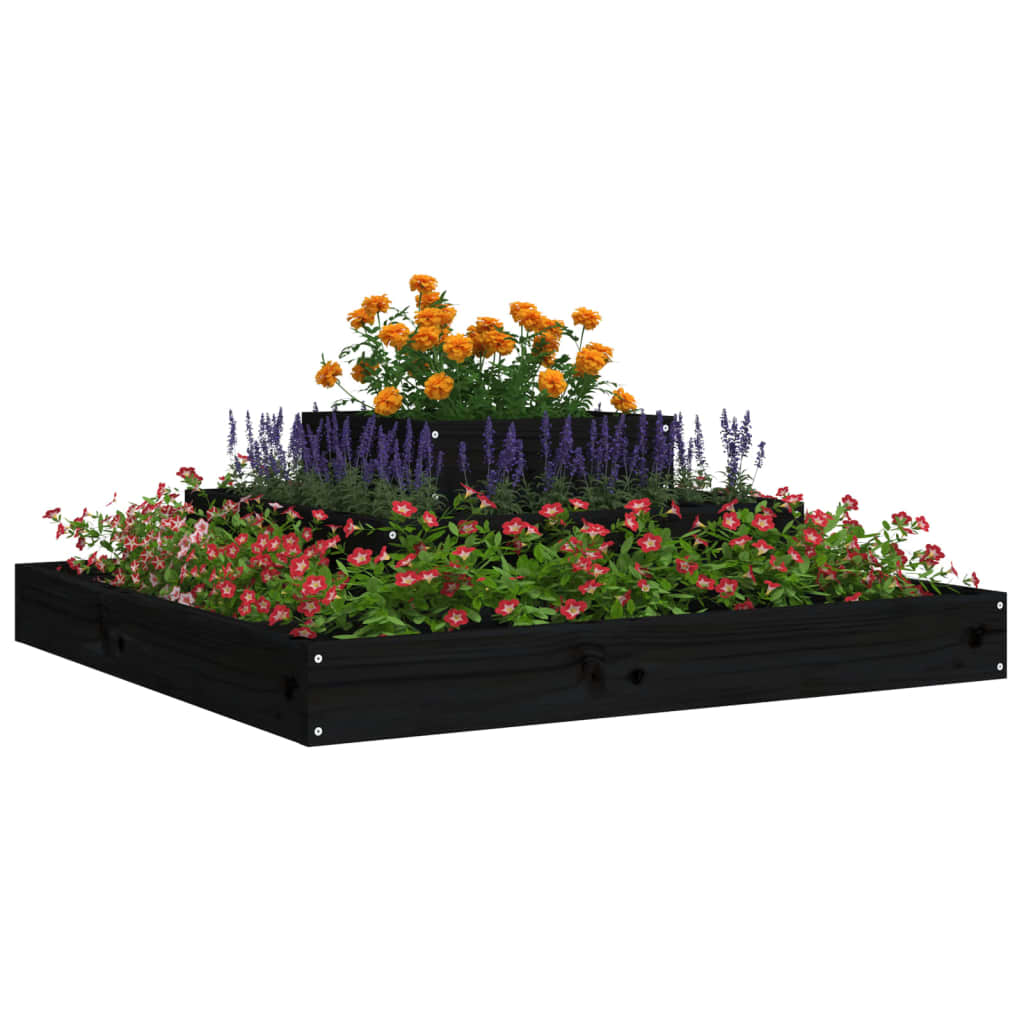 vidaXL Jardinière noire 80x80x27 cm en pin massif