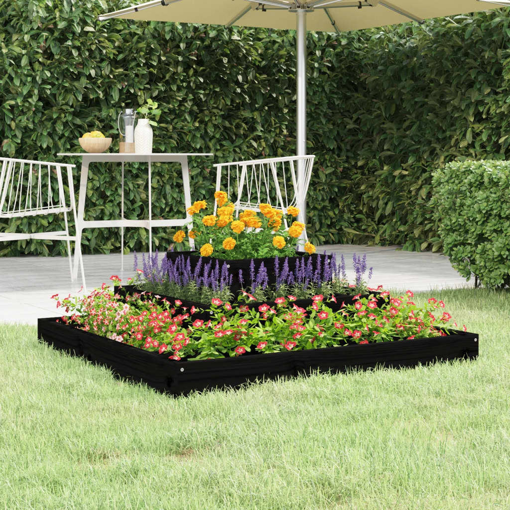 vidaXL Jardinière noire 80x80x27 cm en pin massif