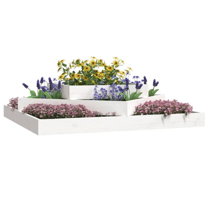 vidaXL Jardinière Blanc 112x112x27 cm Bois de pin massif