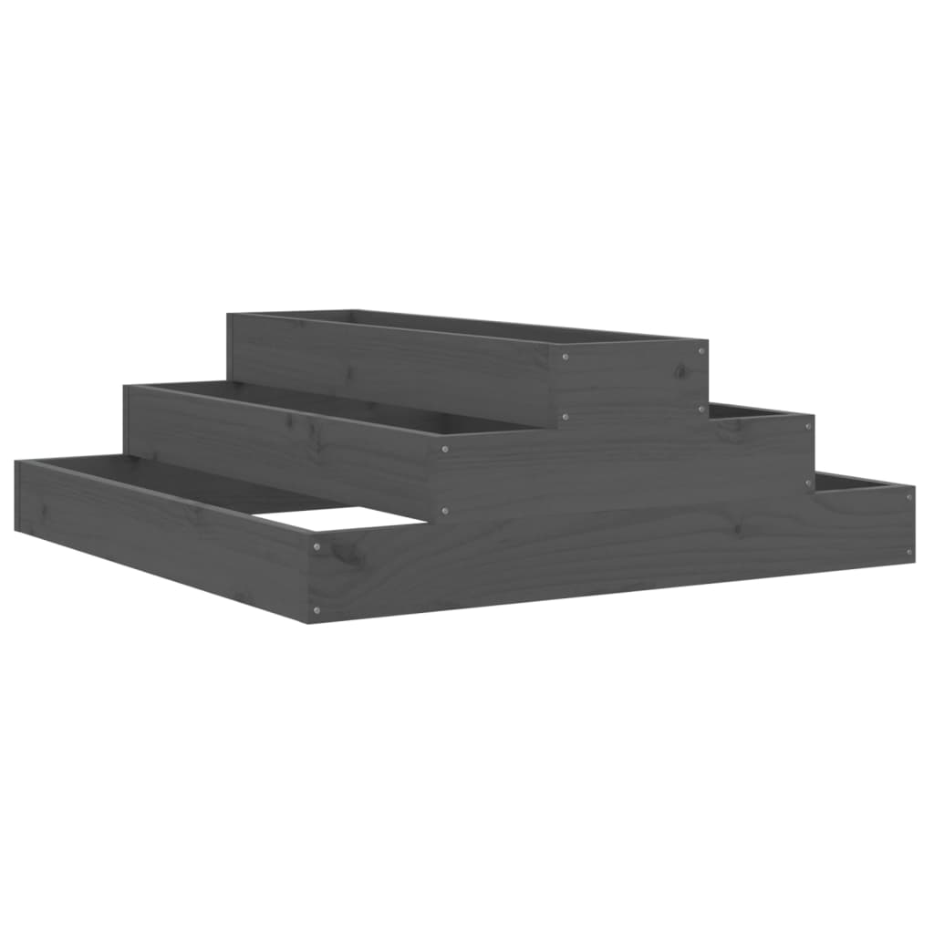 vidaXL Jardinière gris 80x80x27 cm Bois de pin massif