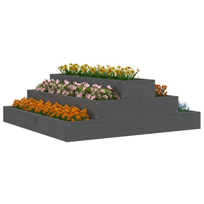 vidaXL Jardinière gris 80x80x27 cm Bois de pin massif