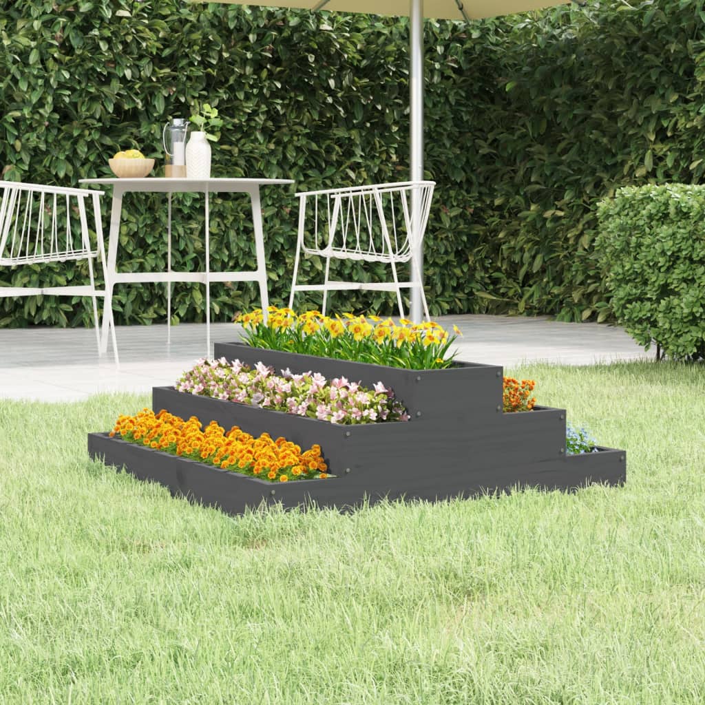 vidaXL Jardinière gris 80x80x27 cm Bois de pin massif