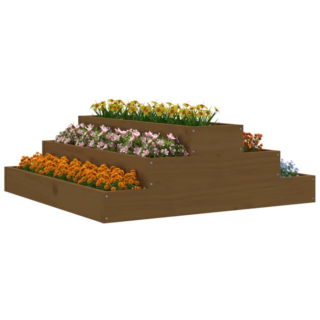 vidaXL Jardinière Bois de pin massif Marron miel 80x80x27 cm