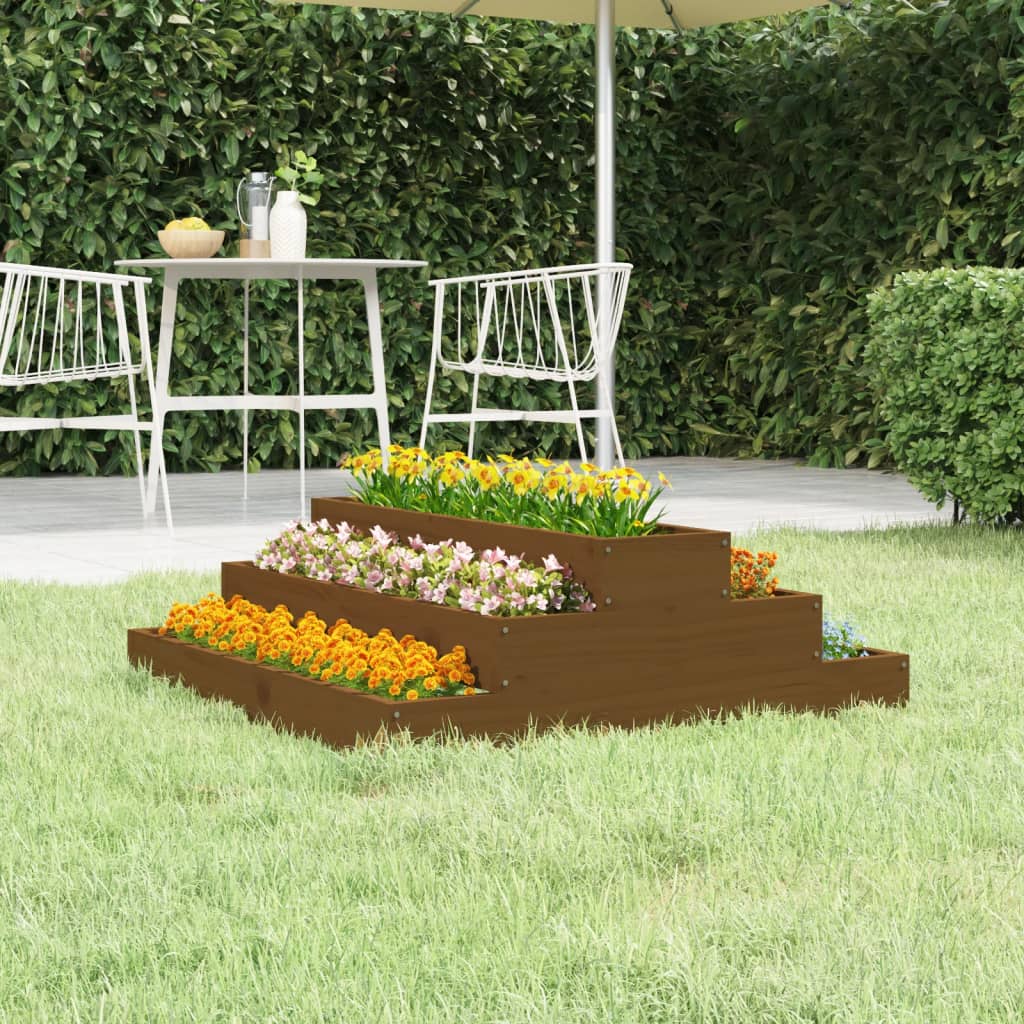 vidaXL Jardinière Bois de pin massif Marron miel 80x80x27 cm